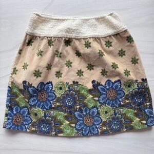 Free People Retro Floral Corduroy Mini Skirt - XS - Excellent Condition